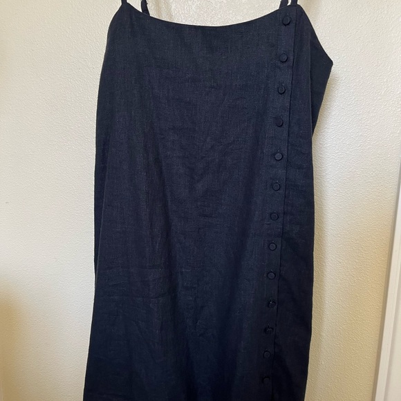 Abercrombie & Fitch Linen Blend Button Skort Black Mini Dress Romper Skirt Small - Picture 6 of 7